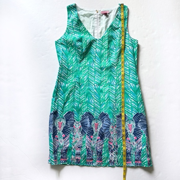 Lilly Pulitzer Tandie Shift Dress Womens 14 Toucan Green Costa Verde Elephant - Picture 9 of 15